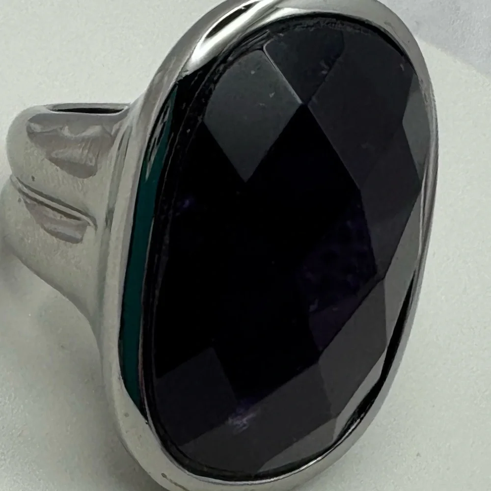 DYRBERG/KERN Dark Purple Statement Ring Size 9